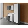 Negrari composizione, Lavatoio + Pensile + Colonna in Resina, Resistente all'umidità, Vasca resistente agli acidi, Kit di scarico incluso, Interno e Esterno, Bianco
