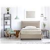 EVERGREENWEB MATERASSI & BEDS EVERGREENWEB Letto con Contenitore con Materasso 1 Piazza e Mezza e Rete Doghe in Legno + Cuscino Memory, Testiera in Tessuto Sfoderabile color Tortora, Stile Moderno ideale per Camera da Letto, ALEXA