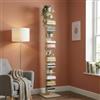 Flo.mar - Libreria a Colonna con 14 Ripiani 20x15cm - Libreria Verticale a Colonna da Terra con Base in Metallo 35x35 cm - Stretta e Alta 214 cm - Tortora