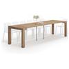Mobili Fiver, Tavolo Consolle Allungabile First, 45(305) x90 cm, Rovere Rustico, fino a 14 posti, Consolle da Cucina e soggiorno, Made in Italy