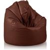 Bepouf - Pouf a Sacco Morbido in Ecopelle con Imbottitura in Palline di Polistirolo, Poltrona a Sacco Adatta per Camera e Salotto - Dimensione Media 110x70, Colore Marrone Scuro