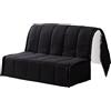 EVERGREENWEB MATERASSI & BEDS EVERGREENWEB Copridivano per Divano Letto Piazza e Mezza 2 Posti largo 120 cm senza Braccioli, Rivestimento Letto Estraibile Pieghevole Sfoderabile con Zip, Fodera in Tessuto Nero Trapuntato Lavabile