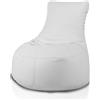 Bepouf - Poltrona a Sacco con Schienale Alto in Ecopelle con Imbottitura in Palline di Polistirolo, Poltrona a Sacco adatta per Camera e Salotto - Dimensione Grande 85x80, Colore Bianco