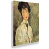 Giallobus - Quadro - Amedeo Modigliani - Donna con Cravatta Nera - Tela Canvas Telaio Standard - 35x50 - Pronto da Appendere - Quadri Moderni per la casa
