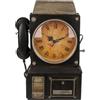 Avilia Cassetta Portachiavi a Forma di Telefono Retrò e Orologio - Portachiavi Appendibile con Design Orologio Retrò, in Metallo, 26x35cm, Marrone