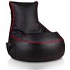 Bepouf Poltrona Sacco Puf Pouf Con Schienale Alto Ecopelle Pieno (Gaming Nero Rosso, L)