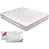 EVERGREENWEB MATERASSI & BEDS Evergreenweb - Materasso Matrimoniale 160x200 Alto 25 cm con Topper Correttore Sfoderabile Imbottitura Fiocco Memory Effetto Piuma + Coppia Cuscini Letto Gratis, Top qualità Hotel 5 Stelle - Offerta