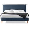 EVERGREENWEB MATERASSI & BEDS EVERGREENWEB Letto Matrimoniale Francese in doghe in legno con Testata e rivestimento in tessuto Blu | facile da montare |Adatto per materasso cm 140x200 | Letto di Design |Mod. Parigi