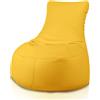 Bepouf - Poltrona a Sacco con Schienale Alto in Ecopelle con Imbottitura in Palline di Polistirolo, Poltrona a Sacco adatta per Camera e Salotto - Dimensione Grande 85x80 (Giallo canarino, L)