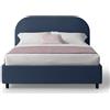 EVERGREENWEB MATERASSI & BEDS EVERGREENWEB Letto Matrimoniale con CONTENITORE Salvaspazio 160x190cm, Testiera Stondata in Tessuto Blu Imbottita, Moderna Struttura RINFORZATA Facile e Veloce da Montare, Rete a Doghe in Legno, CADIZ
