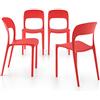 Mobili Fiver, Sedie Amanda, Set da 4, Rosso, Polipropilene, Sedie Moderne per Cucina, Giardino, Soggiorno