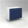 Diventa Modello Diva Star, Mobile Bagno Sospeso 80cm con 2 cassetti spaziosi e lavabo dal design moderno, colore blu e bianco