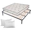 EVERGREENWEB MATERASSI & BEDS EVERGREENWEB Kit Rete e Materasso Matrimoniale 140x190 Aloe Vera Alto 20 cm con Coppia Cuscini Memory Foam Gratis Set Letto Materasso Effetto Massaggiante e Rete a Doghe Legno Ortopedica Offerta