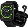 Tikkers Smart Series 13 Set smartwatch e auricolari (cinturino in silicone nero/rosa) Nero taglia unica Tikkers