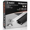 Eurocali Profilo Alluminio Nero a incasso per Strisce LED con copertura Professionale Opaca Made in Italy MedusaFlex in Policarbonato 2000 x 17.4 x 7mm - Cover standard inclusa