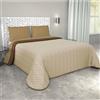 Corredocasa - Trapuntino Primaverile/Estivo Copriletto Trapuntato Made in Italy Quilt Double Face in Morbida Microfibra Singolo 1 Piazza (Marrone/Beige)