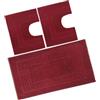 BiancheriaWeb Tappeto Bagno Doccia Spugna Tinta Unita Torino Tappetino Super Assorbente in Cotone Pelo Corto con Greca Parure 3 Pezzi Bordeaux