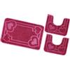 emmevi Tappeto Bagno Parure Soffice Antiscivolo Assorbente Lavabile MOD.Moorea 8 Set 3 Pezzi Porpora