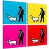 Giallobus - Quadri 4 Multi Pannello Art Board - Banksy - Le opere più Belle di Banksy - Raccolta 2 - Legno MDF - 29,7x29,7 - x 4 Pezzi