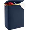 Lonbet - Cesto portabiancheria doppio blu con coperchio e sacchetti per la biancheria rimovibili - XXL 150 L - Cesto extra large a 2 sezioni - Portabiancheria con 2 scomparti - Cesto portabiancheria