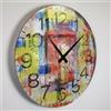 Giallobus - Orologio Linea Basic - Colori e numeri - Vetro acrilico - Basic 30x30 - Meccanismo silenzioso - Pronto da appendere - Orologi moderni
