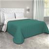 Corredocasa - Trapuntino Primaverile/Estivo Copriletto Trapuntato Made in Italy Quilt Double Face in Morbida Microfibra Misure 245X260 Cm Matrimoniale 2 Piazze (Verde Petrolio/Panna)