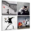 Giallobus - Quadri 4 Multi Pannello Art Board - Banksy - Le opere più Belle di Banksy - Raccolta 6 - Legno MDF - 29,7x29,7 - x 4 Pezzi