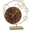 MA MAISON Orologio da Tavolo - Quadrante in Legno, Struttura in Metallo, Arredo Elegante, Tondo, Colore Oro/Nero, Idea per Salotto, Regalo - 24 x 7 x 27h cm (Dorato)