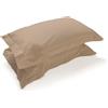 Corredocasa Coppia Federe Percalle 100% Puro Cotone per Cuscino Letto, Morbidezza Effetto Seta con Qualità Superiore, Made in Italy, Copricuscino Letto Chiusura a 3 Volani (Beige)