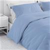 Corredocasa Set Copripiumino Matrimoniale in Puro Cotone, Made in Italy - Biancheria Letto Tinta Unita con Sacco per Piumone e 2 Federe - Morbido e Traspirante (Azzurro, Matrimoniale)