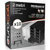 Eurocali Profilo Alluminio per Strisce LED Nero con copertura Professionale opaca Made in Italy MedusaFlex in Policarbonato - Pacco da 10 pezzi (20m) - 2000 x 17.4 x 7mm - Cover standard nera inclusa