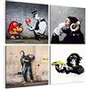 Giallobus - Quadri 4 Multi Pannello Art Board - Banksy - Le opere più Belle di Banksy - Raccolta 4 - Legno MDF - 29,7x29,7 - x 4 Pezzi