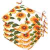 emmevi Set 4 Cuscini Sedia Cotone Con Lacci Lavabili Morbidi Universali Copri Sedie Cucina Girasoli Bianchi