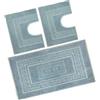 BiancheriaWeb Tappeto Bagno Doccia Spugna Tinta Unita Torino Tappetino Super Assorbente in Cotone Pelo Corto con Greca Parure 3 Pezzi Azzurro