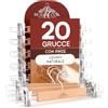 Eurocali 20 Grucce Appendiabiti con Pinze per Pantaloni Jeans Gonne in Legno Naturale 13x33cm - RealGruccia Finitura Lucida - Gancio Girevole 360° in Metallo Resistente Clips Regolabili Salvaspazio e Robuste