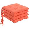 Corredocasa Set di 4 Cuscini per Sedia con Lacci a 4 Punti, Imbottiti e Rivestiti in Policotone - Design Confortevole, Made in Italy, Disponibili in Diversi Colori per Cucina Casa (Arancione)