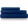 Corredocasa Tris Asciugamani Puro Cotone Bianco Nido d'Ape-Telo Doccia Asciugamano Viso e Ospite 100% Morbido e Soffice Cotone per Casa, Forniture Alberghiere B&B e Casa Vacanza (Blu)