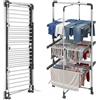 Wintem Iside Stendibiancheria a Torre Stendino Elettrico con 3 Piani Riscaldanti Stendi Biancheria richiudibile 300 Watt