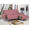 BIANCHERIAWEB Copridivano con Penisola Sofà Cover Trapuntato Antimacchia Double Face 290cm Rubino