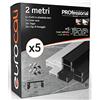 Eurocali Profilo Alluminio per Strisce LED Nero con copertura Professionale Satinata Made in Italy MedusaFlex in Policarbonato - Confezione 5 pezzi (10m) - 2000 x 17.4 x 7mm - Cover standard nera inclusa