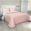 Corredocasa Copriletto Una Piazza e Mezzo Trapuntato Double Face, Made in Italy - Trapunta Primaverile/Estiva in Morbida Microfibra - Trapuntino Bicolore disponibile in Vari Colori - 220x240 cm(Rosa Cipria/Panna)