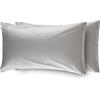 BIANCHERIAWEB SONNI CALDI E PROFONDI CON BIANCHERIAWEB Coppia 2 Federe Cuscino Letto 100% Cotone Tinta Unita Sfoderabile Bottoni Laterali Federe Grigio