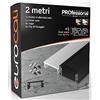 Eurocali Profilo Alluminio per Strisce LED Nero con copertura Professionale opaca Made in Italy MedusaFlex in Policarbonato 2000 x 17.4 x 7mm - Cover standard nera inclusa