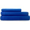 Corredocasa Tris Asciugamani Puro Cotone Bianco Nido d'Ape-Telo Doccia Asciugamano Viso e Ospite 100% Morbido e Soffice Cotone per Casa, Forniture Alberghiere B&B e Casa Vacanza (Blu Royal)