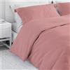 Corredocasa Set Copripiumino Matrimoniale in Puro Cotone, Made in Italy - Biancheria Letto Tinta Unita con Sacco per Piumone e 2 Federe - Morbido e Traspirante (Rosa Cipria, Matrimoniale)