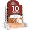 Eurocali 10 Grucce Appendiabiti con Pinze per Pantaloni Jeans Gonne in Legno Naturale 13x33cm - RealGruccia Finitura Lucida - Gancio Girevole 360° in Metallo Resistente Clips Regolabili Salvaspazio e Robuste