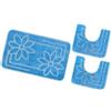 emmevi Tappeto Bagno Parure Fiori Morbido Antiscivolo Assorbente Lavabile MOD.Moorea 6 Set 3 Pezzi Azzurro