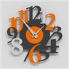 Giallobus - Orologio Bilay - Carved - Legno Mdf - Premium 30x30‎‎cm - 09 - Orange - Artigianale Made in Italy - Silenzioso - Idea regalo - Moderni doppio livello