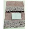 Corredocasa Asciugamani 1+1 in Spugna 450 gr con Pizzo in Puro Cotone, Disponibile in Varie Tonalita' Formato da 1 Asciugamano Viso+ 1 Asciugamano Ospide Morbido e Confortevole (Rosa Antico)