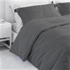 Corredocasa Set Copripiumino Matrimoniale in Puro Cotone, Made in Italy - Biancheria Letto Tinta Unita con Sacco per Piumone e 2 Federe - Morbido e Traspirante (Grigio Scuro, Matrimoniale)